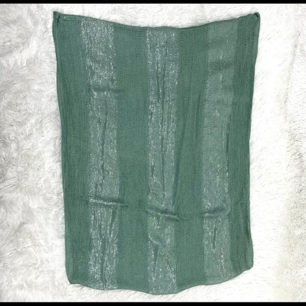 Teal Green & Silver Shimmer Gauzy Infinity Scarf
